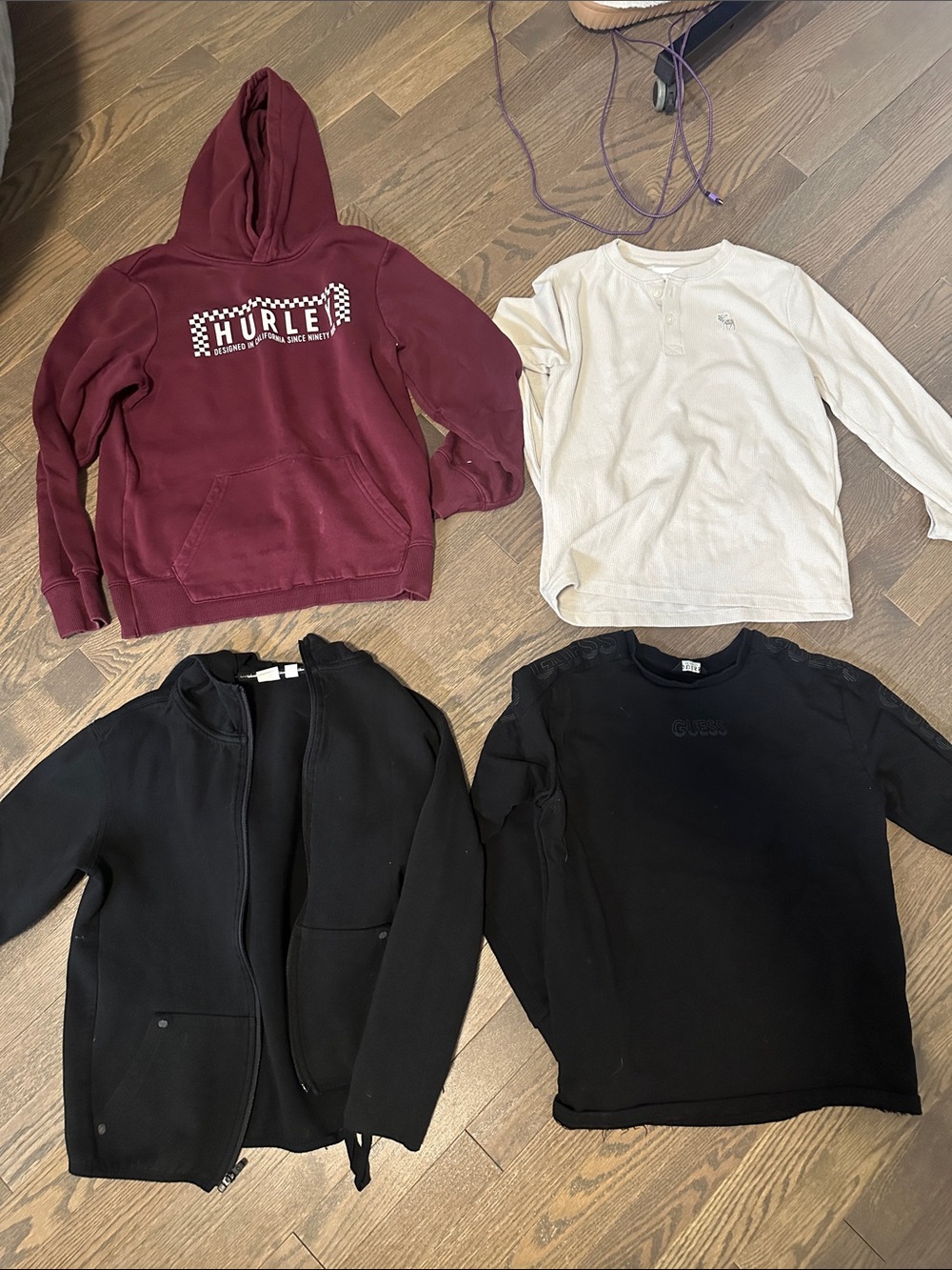 Collection of 4 Boy’s Sweaters/Long Sleeve Tops, Size 10-12, Abercrombie, Hurley